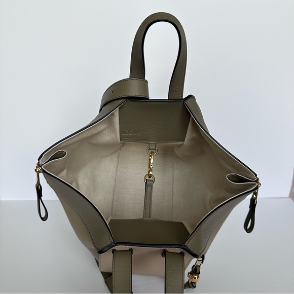 Loewe Small Hammock Bag in Classic Calfskin Tricolor Clay Green/Dusty Beige - Picture 9 of 15